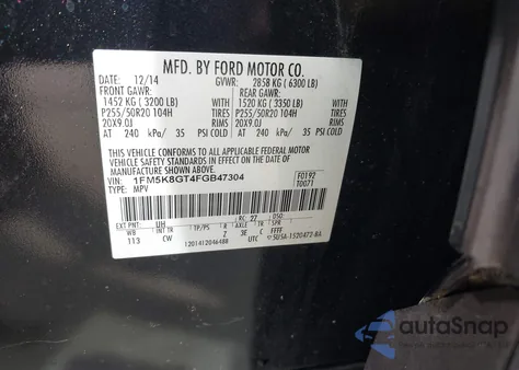 2015 Ford Explorer Sport из США, поврежденный, VIN 1FM5K8GT4FGB47304